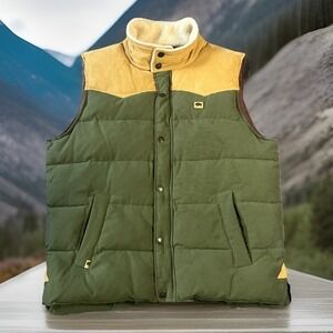 Buffalo Jackson Trading Company Outdoors Vest 2XL TanGreen Corduroy Puffer Vest